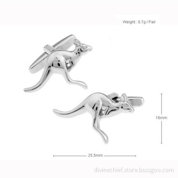 Top Quality Plating & Polishing Brass/Copper Cufflinks Customized Kangaroo Shape Cufflinks For Shirt